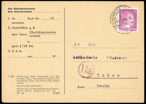 1944, Sudetenland, Brief