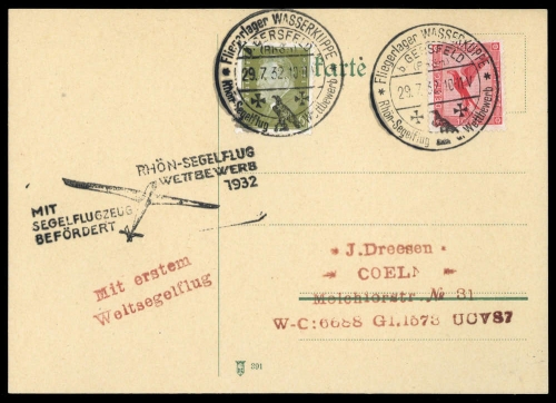 1932, Luftfahrt,Segelflug,sonstige, Brief