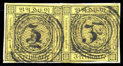 1851, Altdeutschland Baden, 2 a (2), Briefst.