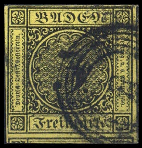 1851, Altdeutschland Baden, 2 b, gest.