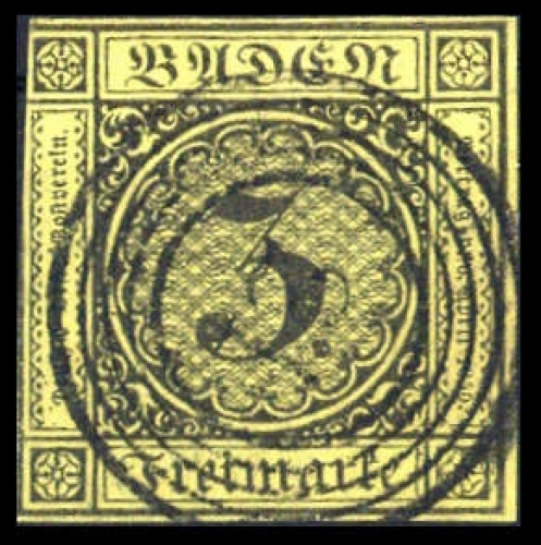 1851, Altdeutschland Baden, 2 b, gest.