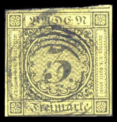 1851, Altdeutschland Baden, 2 b, gest.