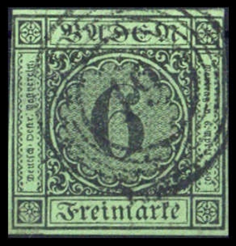 1851, Altdeutschland Baden, 3 b, gest.