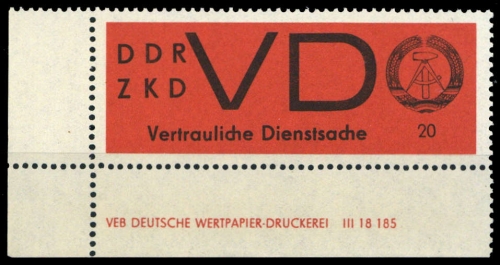 1965, DDR Vertrauliche Dienstsachen, VD 3 DV, **