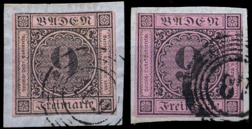 1851, Altdeutschland Baden, 4 b (2), Briefst.