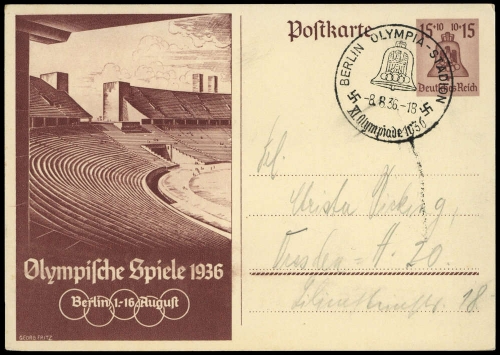 Sport u. Spiel,Olympia Berlin 1936,Sonderstempel, Brief