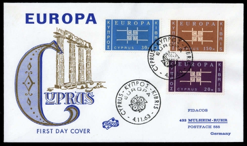 1963, Zypern, 225-27, FDC
