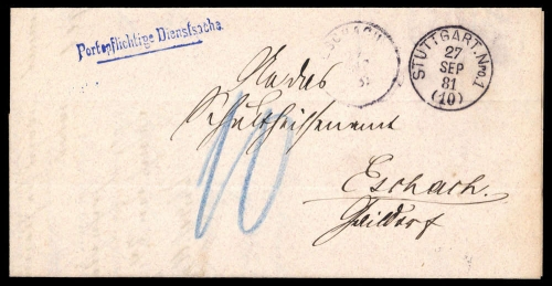 1881, Altdeutschland Württemberg, Brief