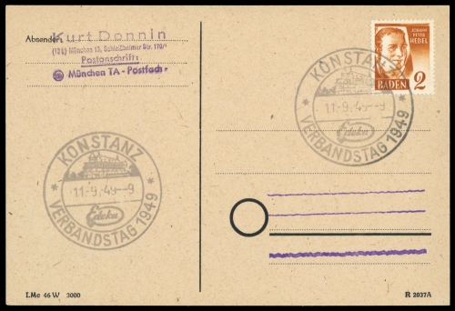 Französische Zone Baden, Brief