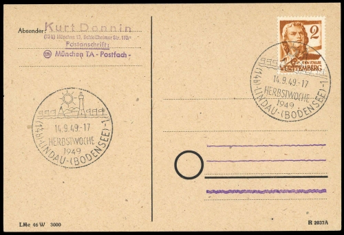 Französische Zone Württemberg, Brief