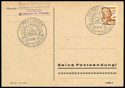 Französische Zone Württemberg, Brief