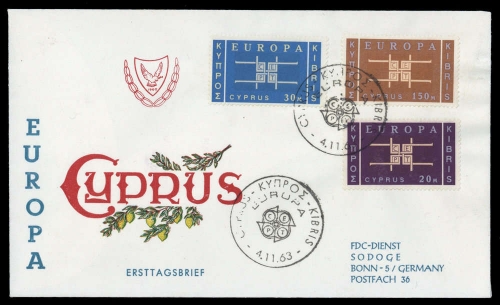 1963, Zypern, 225-27, FDC
