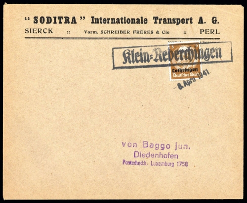 Deutsche Besetzung II. WK Lothringen, Brief