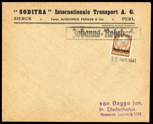 Deutsche Besetzung II. WK Lothringen, Brief