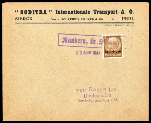 Deutsche Besetzung II. WK Lothringen, Brief