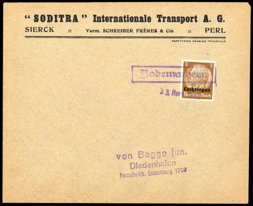 Deutsche Besetzung II. WK Lothringen, Brief