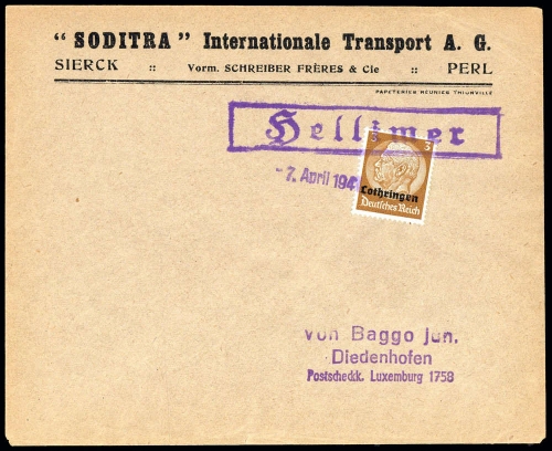 Deutsche Besetzung II. WK Lothringen, Brief