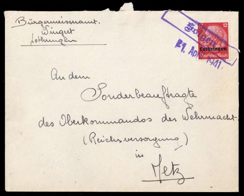 Deutsche Besetzung II. WK Lothringen, Brief
