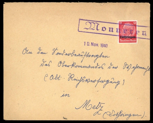 Deutsche Besetzung II. WK Lothringen, Brief