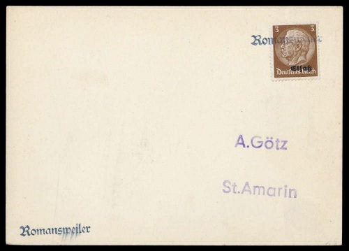 Deutsche Besetzung II. WK Elsass, Brief