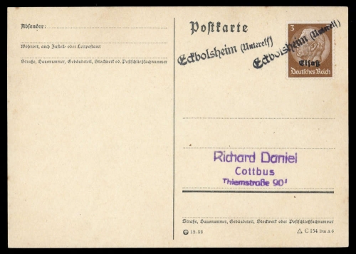 Deutsche Besetzung II. WK Elsass, Brief