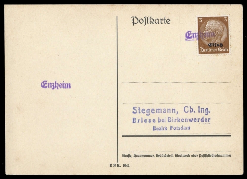 Deutsche Besetzung II. WK Elsass, Brief