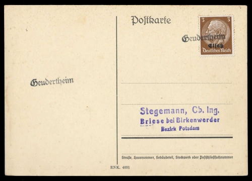 Deutsche Besetzung II. WK Elsass, Brief