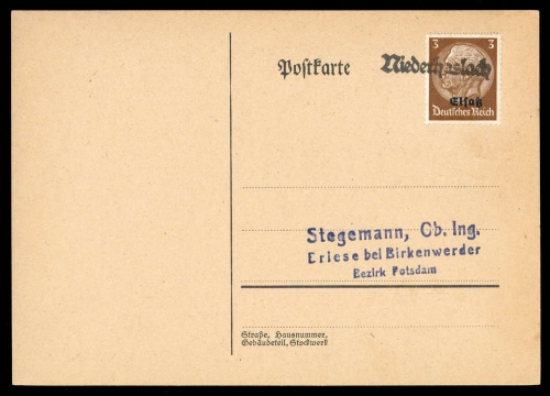 Deutsche Besetzung II. WK Elsass, Brief