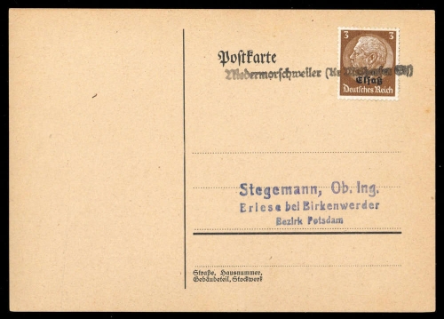 Deutsche Besetzung II. WK Elsass, Brief