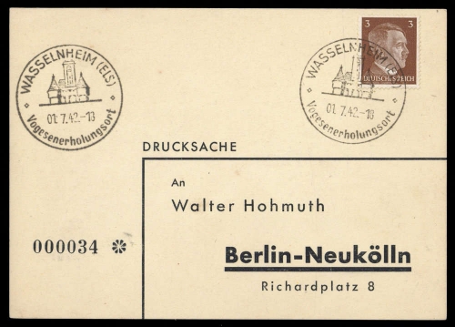 Deutsche Besetzung II. WK Elsass, Brief