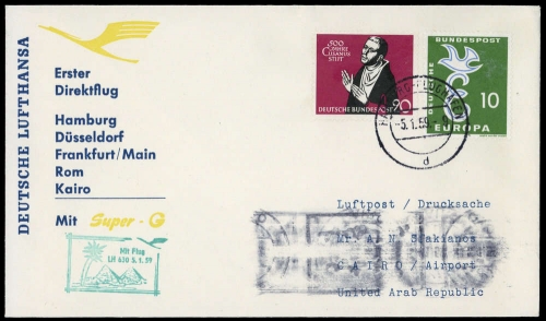 1959, Luftfahrt,Flugpost,Lufthansa, Brief