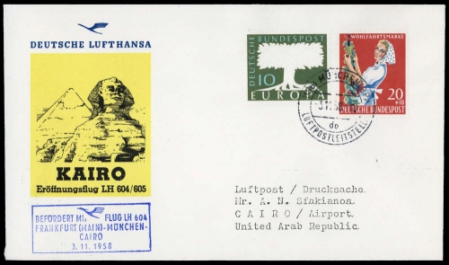 1958, Luftfahrt,Flugpost,Lufthansa, Brief
