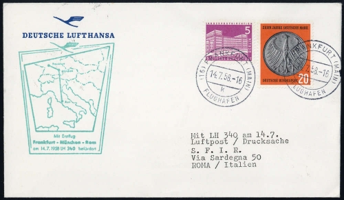 1958, Luftfahrt,Flugpost,Lufthansa, Brief