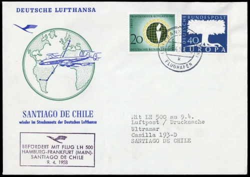 1958, Luftfahrt,Flugpost,Lufthansa, Brief