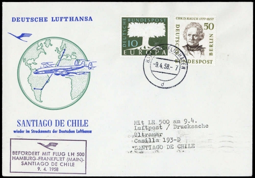 1958, Luftfahrt,Flugpost,Lufthansa, Brief