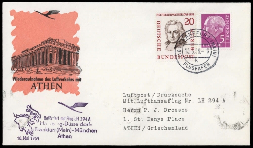 1959, Luftfahrt,Flugpost,Lufthansa, Brief