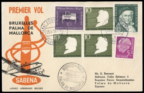 1956, Luftfahrt,Flugpost,sonstige Fluggessellschaften, Brief