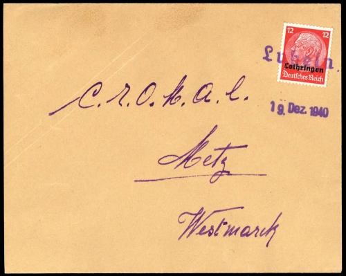 Deutsche Besetzung II. WK Lothringen, Brief