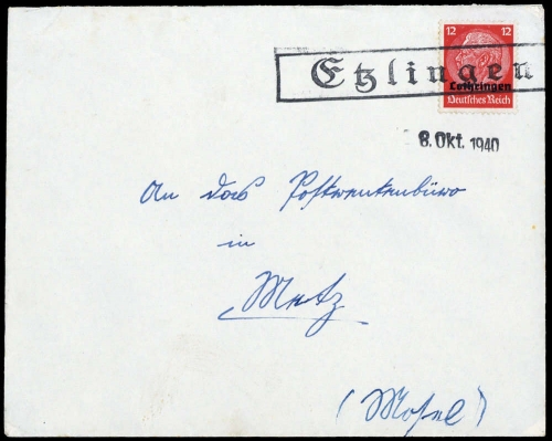 Deutsche Besetzung II. WK Lothringen, Brief