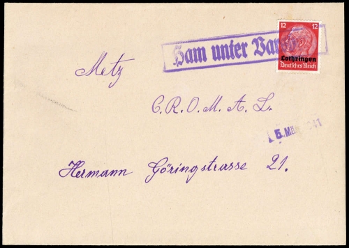 Deutsche Besetzung II. WK Lothringen, Brief