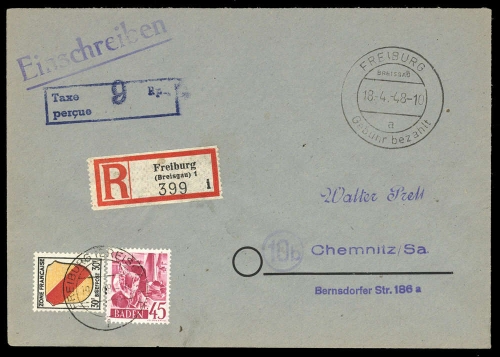 1948, Französische Zone Baden, Brief