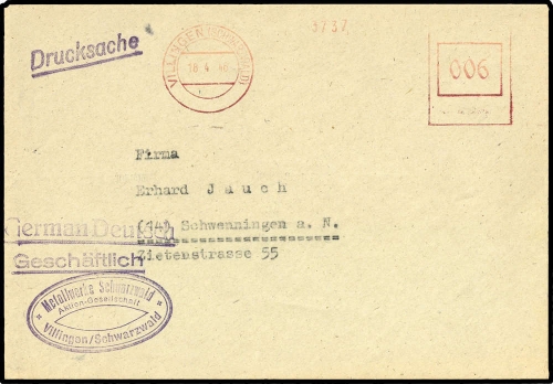 Französische Zone Baden, Brief
