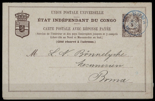1889, Belgisch Kongo, NGK P 6 I, Brief