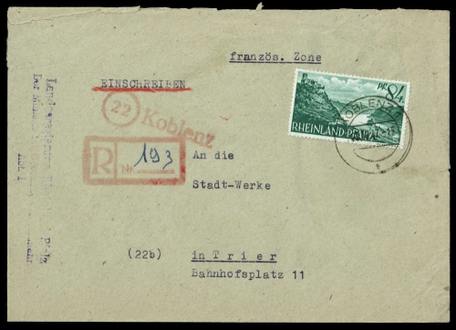 Französische Zone Rheinland Pfalz, Brief