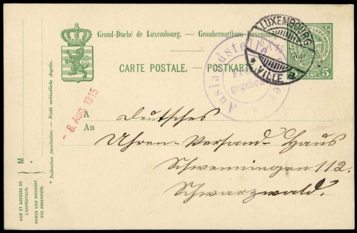 1915, Luxemburg, Brief