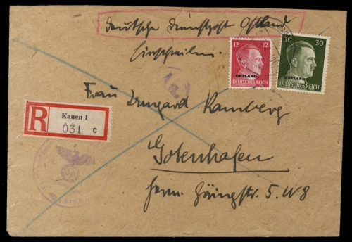 1943, Deutsche Besetzung II. WK Ostland, 14 u.a., Brief