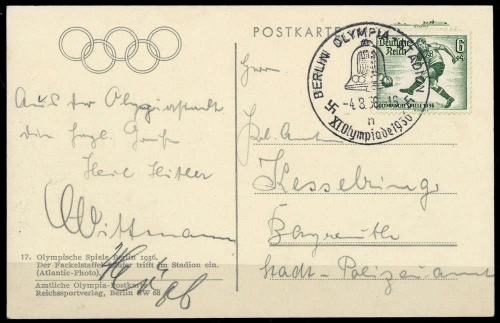 1936, Sport u. Spiel,Olympia Berlin 1936, Brief