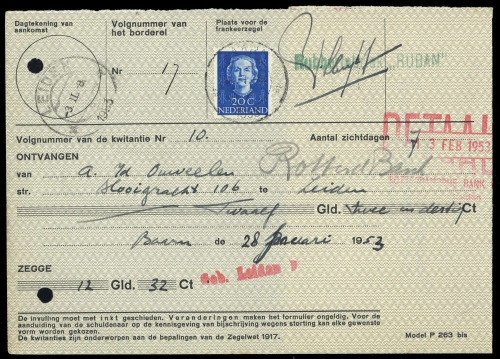 1953, Niederlande, Brief