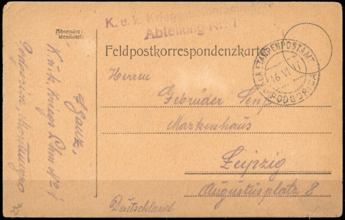Österreich Feldpost Allgemeine Ausgaben, Brief