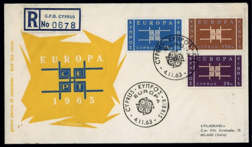 1963, Zypern, 225-27, FDC